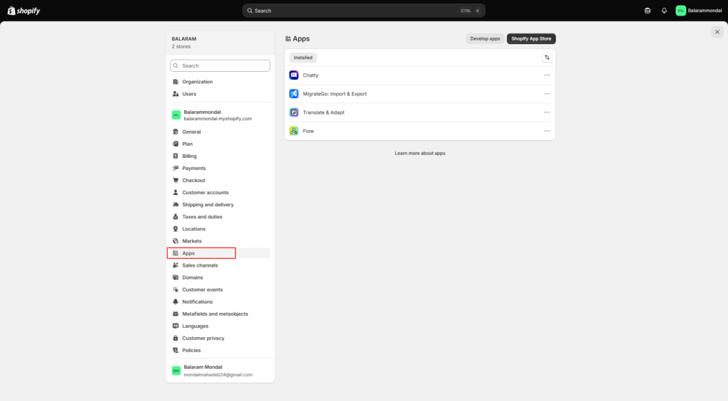 Create an Inventory of Your Shopify Apps