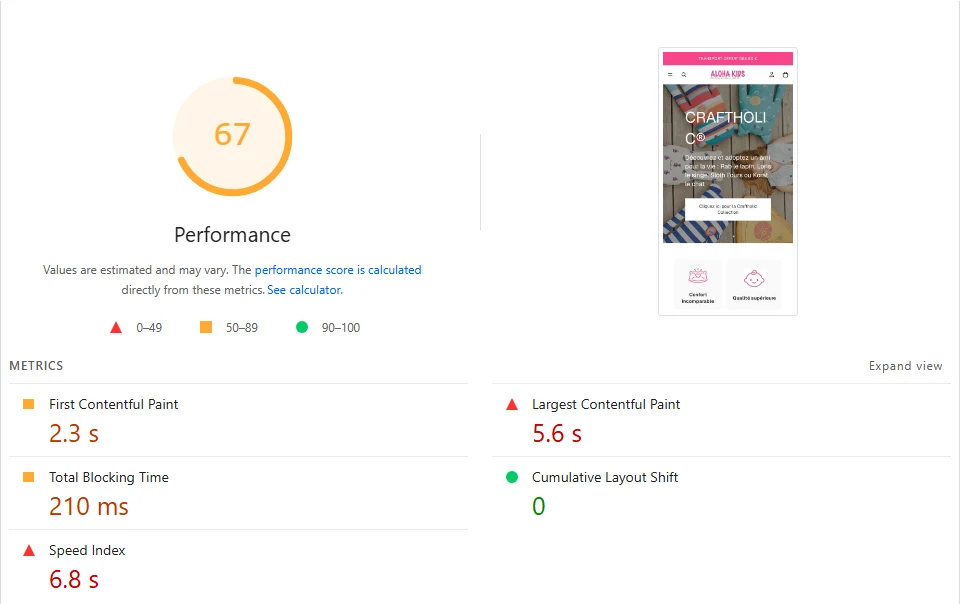 Google PageSpeed Insights Mobile Performance